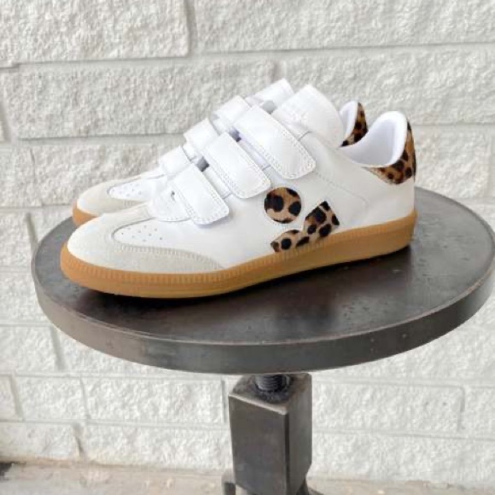 Isabel Marant Classic Beth Logo Sneaker White Leather/Leopard sz 36 New in Box